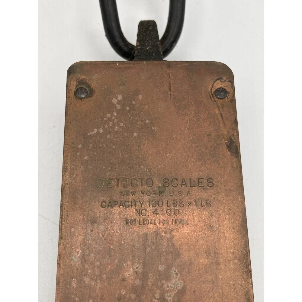 Vintage Detecto Scales No. 4100 1-100lbs Brass Hanging Spring‎ Balance Scale NY